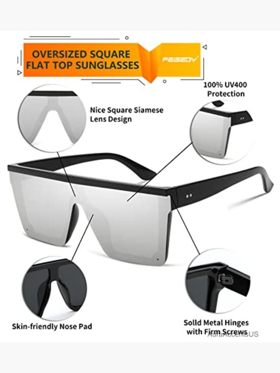 Oversized Flat Top Square Sunglasses UV400 Protection for Women Men main image 5